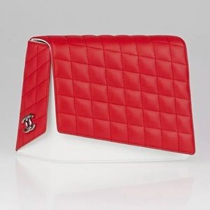 NWT Chanel Red Fresh Air quilted clutch bag